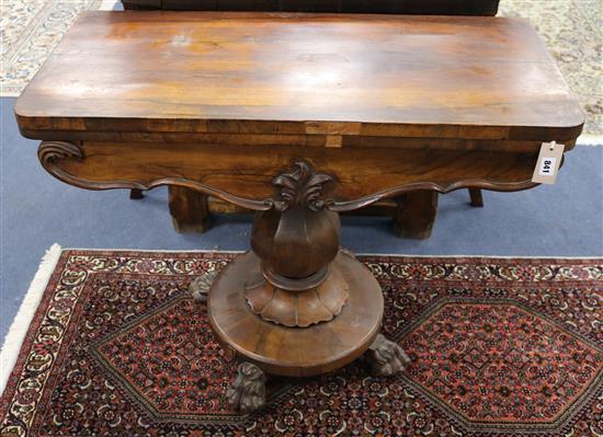 A William IV rosewood card table W.91cm